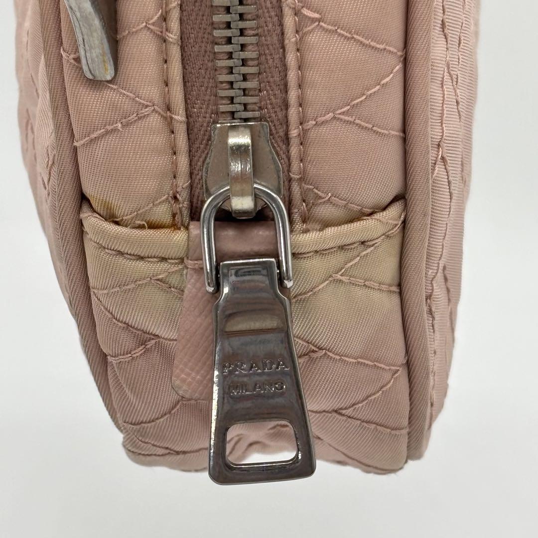 PRADA Shoulder Bag Purse Quilting Nylon Pink Authentic
