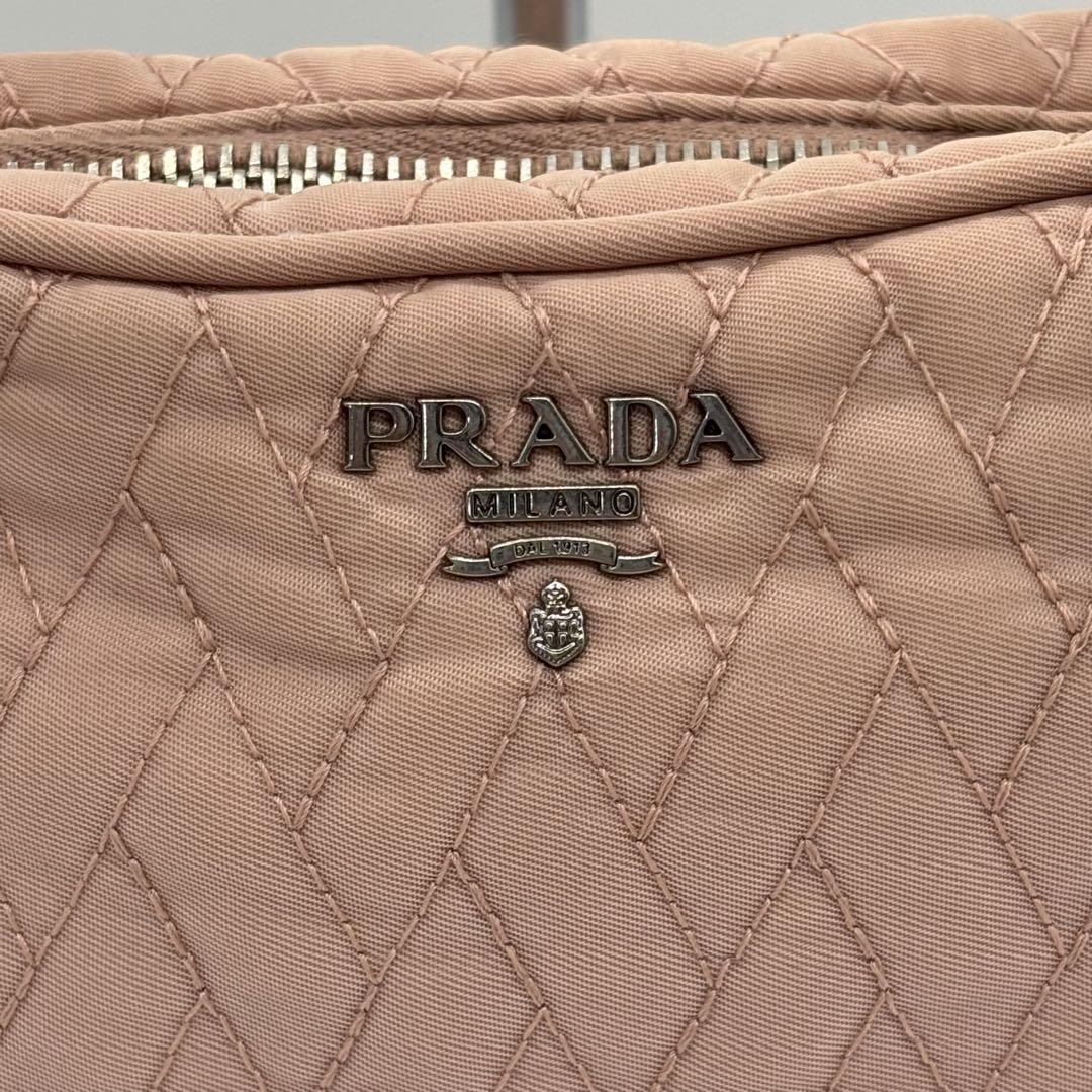 PRADA Shoulder Bag Purse Quilting Nylon Pink Authentic