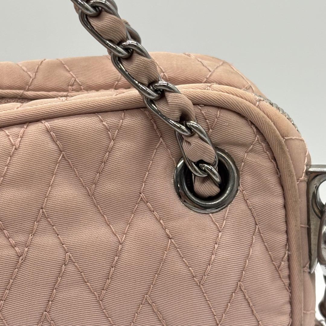 PRADA Shoulder Bag Purse Quilting Nylon Pink Authentic