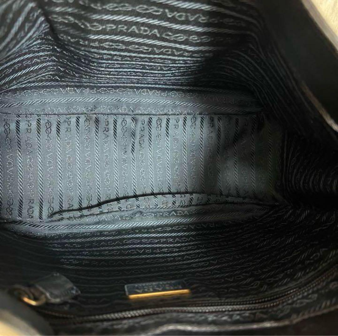 PRADA Shoulder Bag Purse Logo Leather Black Authentic