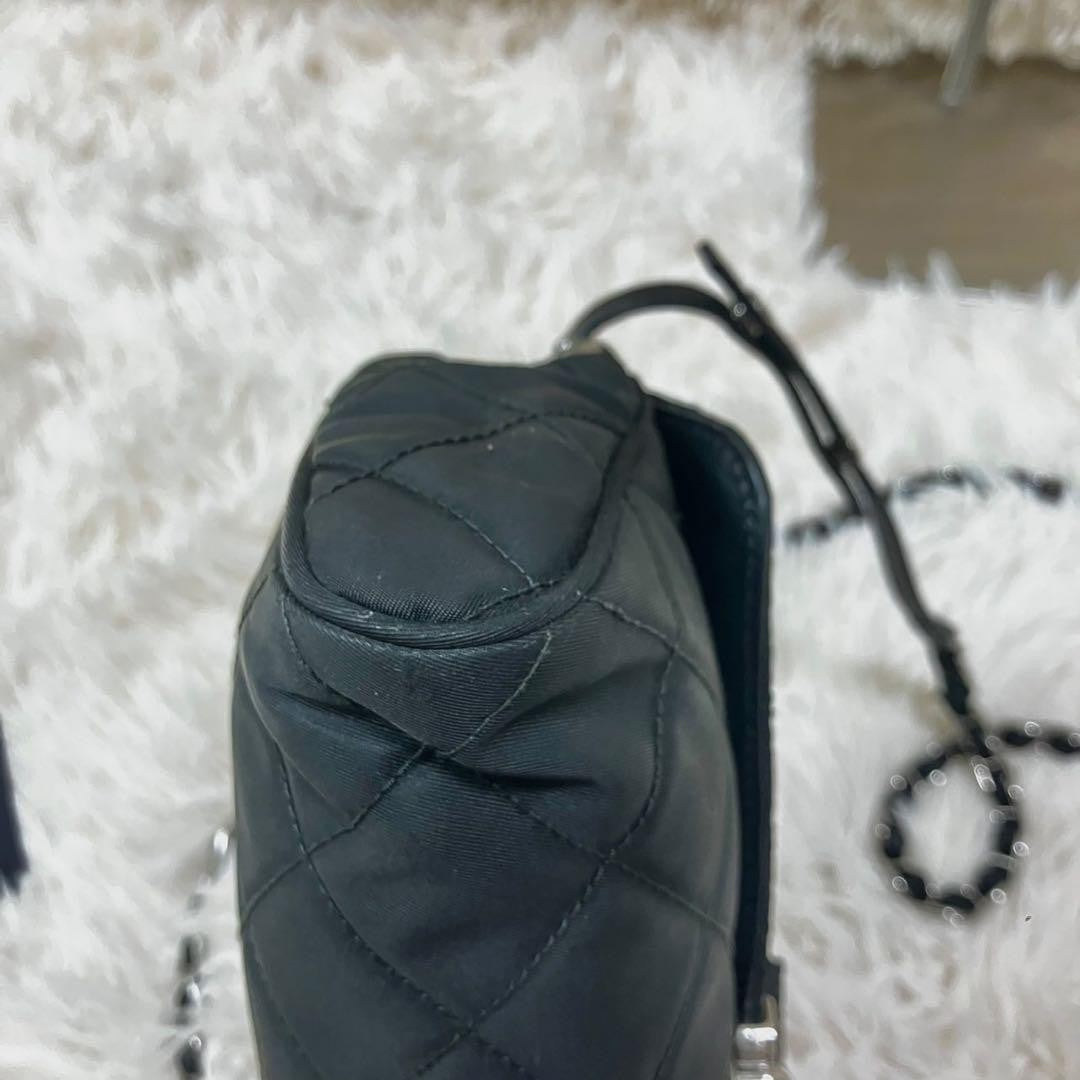 PRADA Shoulder Bag Purse 2way Quilting Chain Nylon Black Authentic