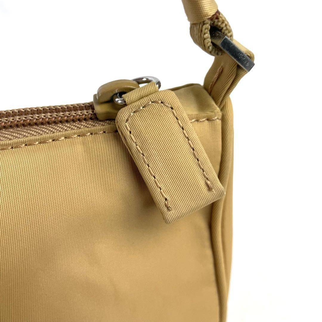 PRADA Accessory Pouch Hand Pouch Logo Nylon Beige Authentic