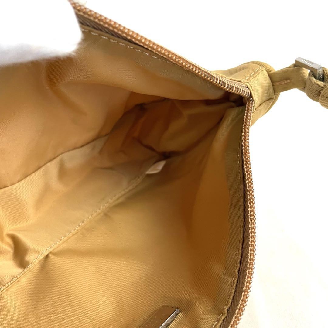PRADA Accessory Pouch Hand Pouch Logo Nylon Beige Authentic