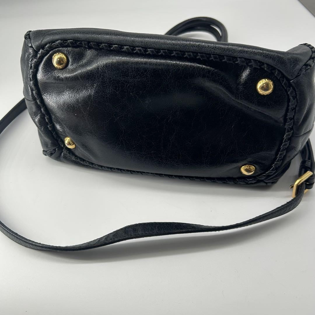 PRADA Hand Shoulder Bag Tote Purse 2way Ribbon Black Authentic