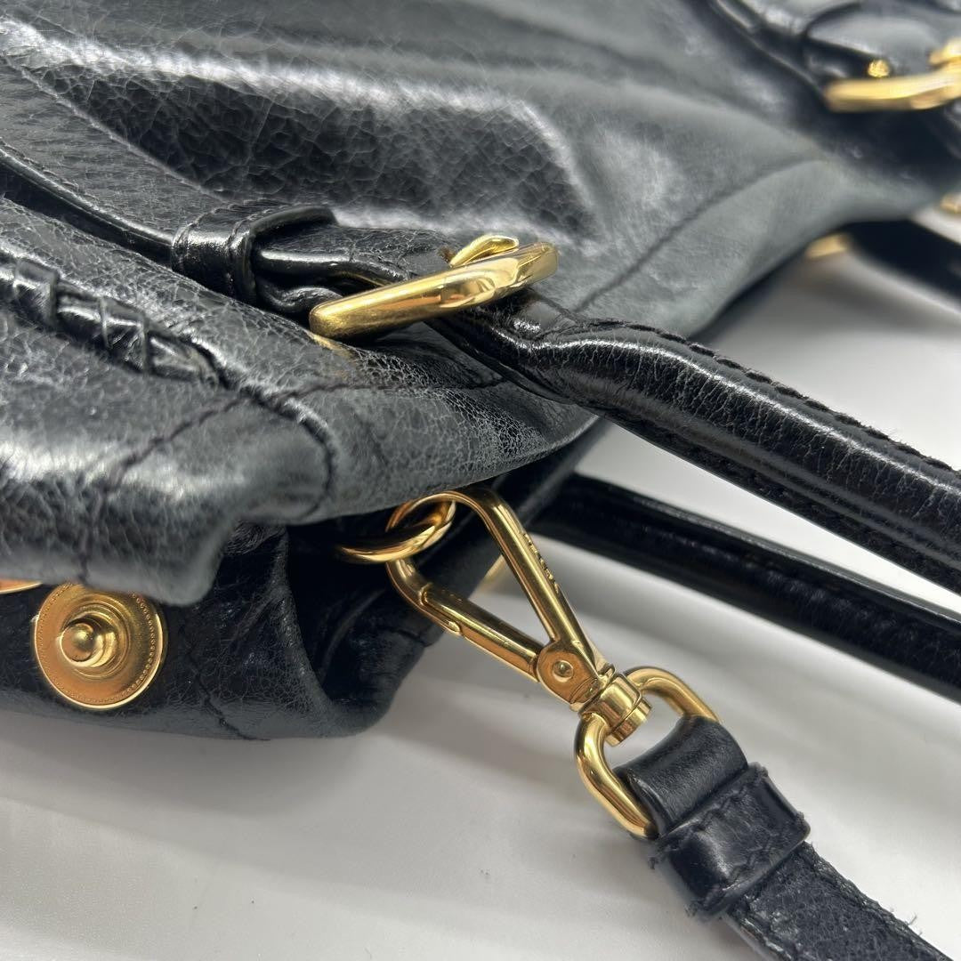 PRADA Hand Shoulder Bag Tote Purse 2way Ribbon Black Authentic