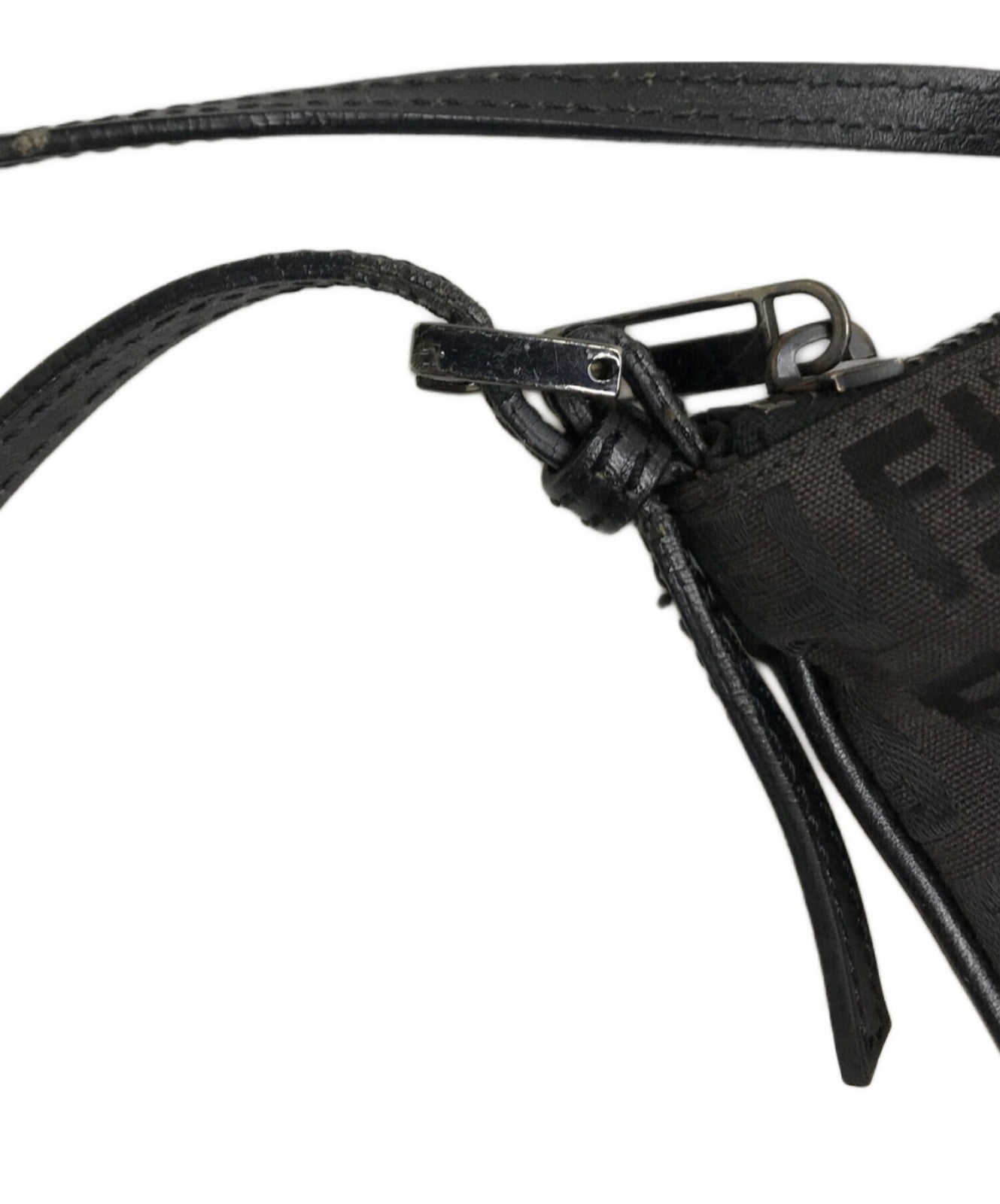 FENDI Shoulder Bag Purse FF Zucchino Black Authentic