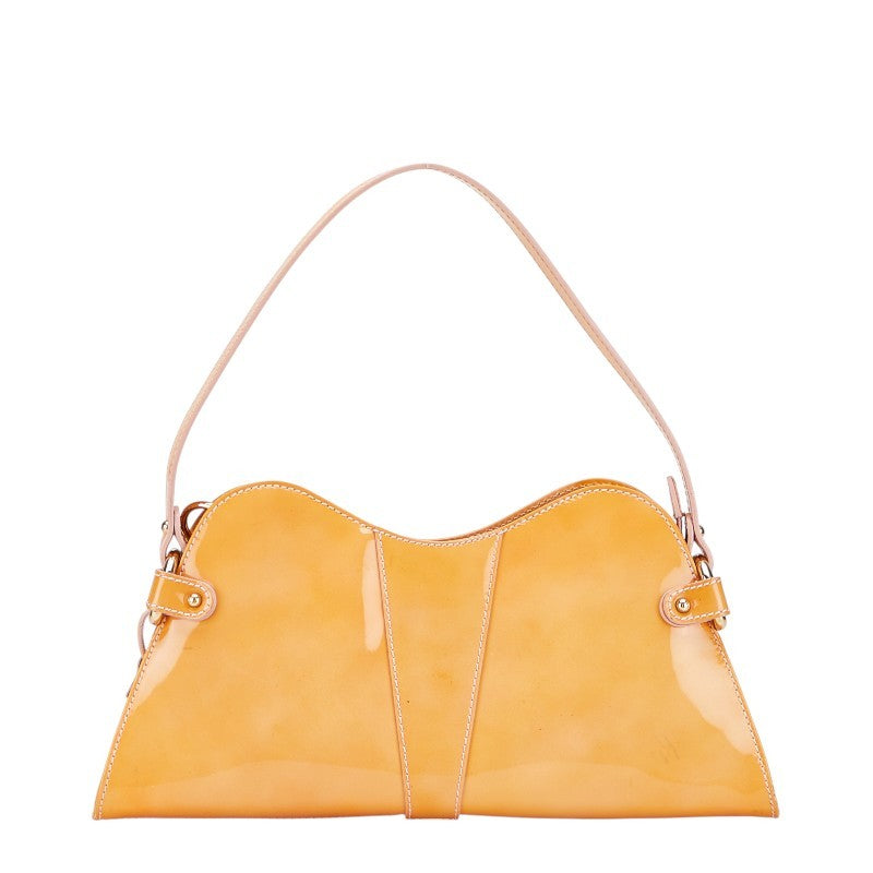 FENDI Hand Shoulder Bag Tote Purse Patent Leather Orange Authentic