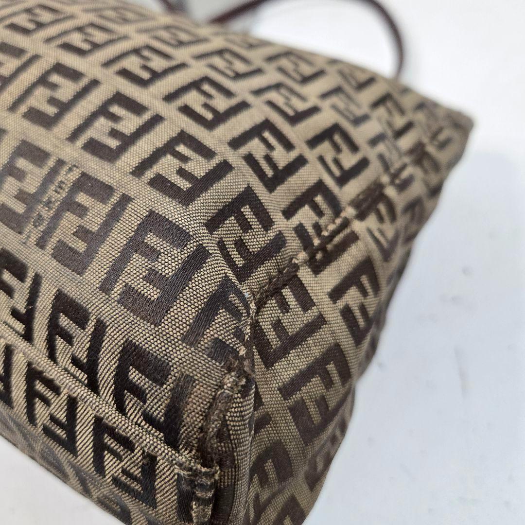 FENDI Hand Bag Tote Purse FF Zucchino Authentic