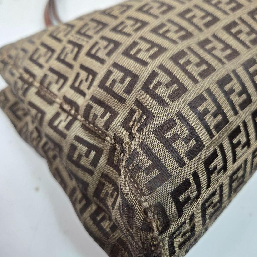 FENDI Hand Bag Tote Purse FF Zucchino Authentic