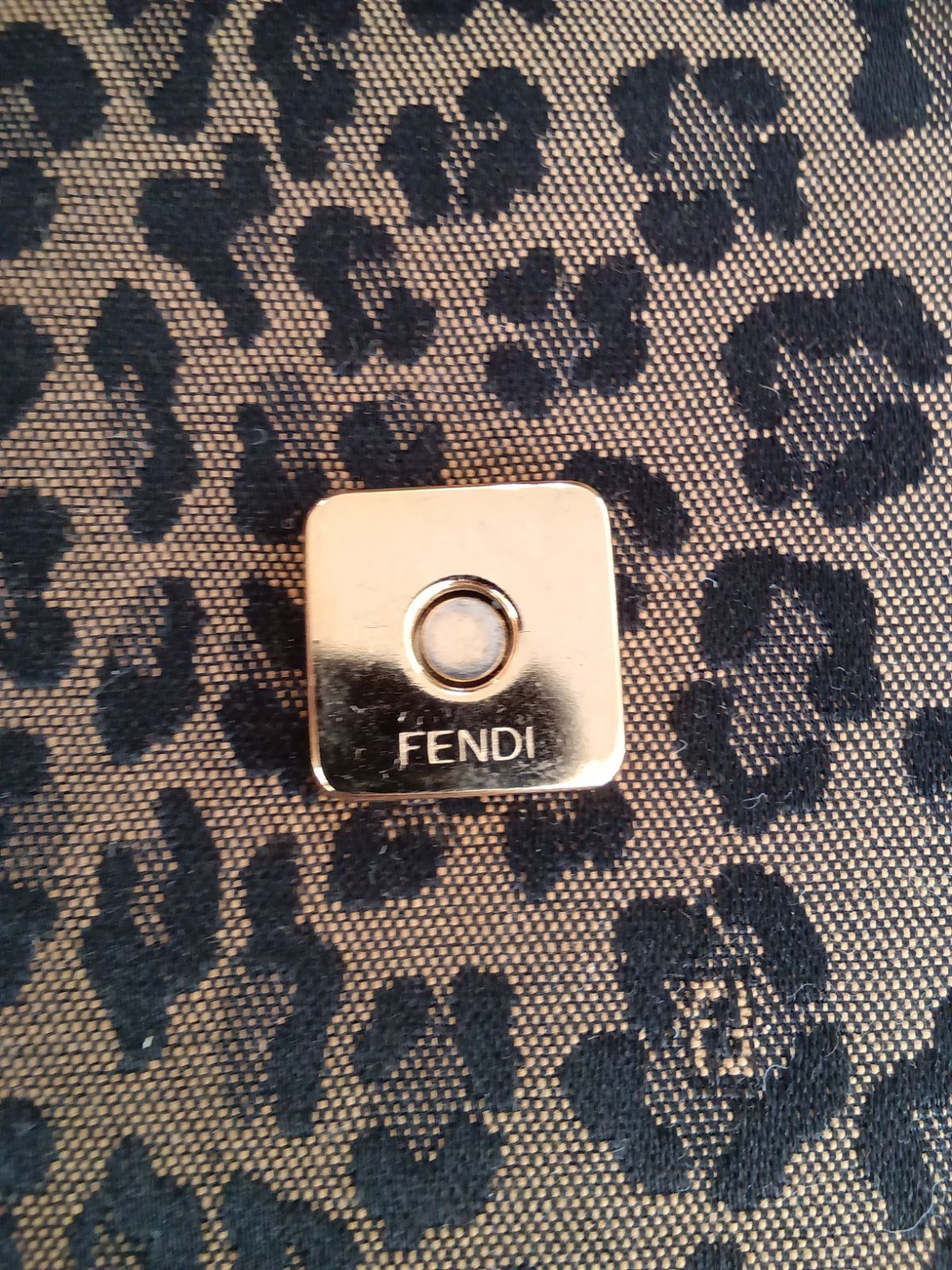 FENDI Hand Bag Tote Purse FF Canvas Leather Leopard Authentic