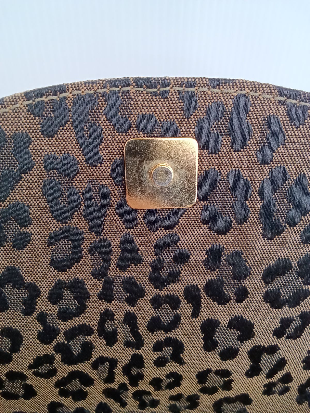 FENDI Hand Bag Tote Purse FF Canvas Leather Leopard Authentic