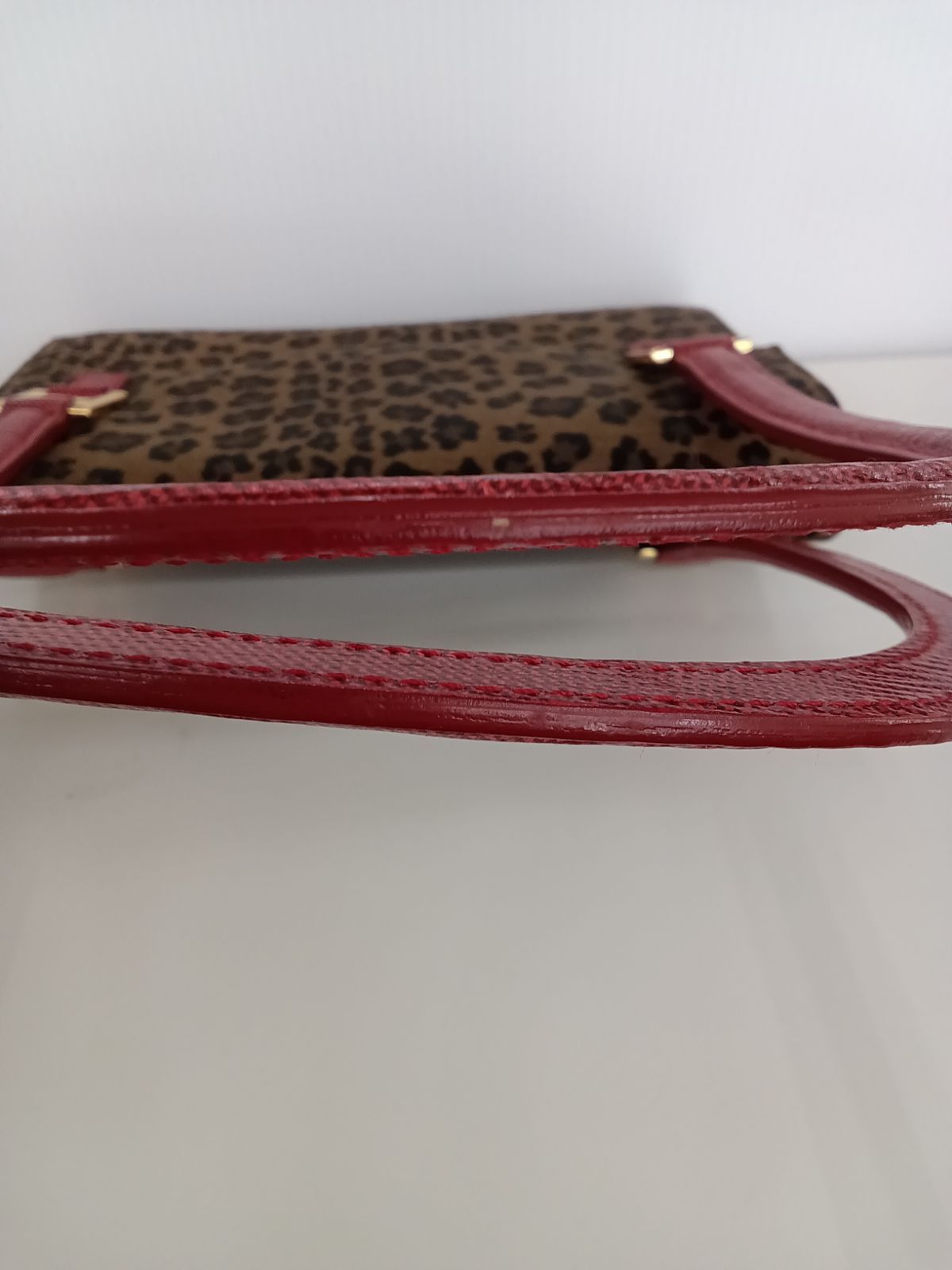 FENDI Hand Bag Tote Purse FF Canvas Leather Leopard Authentic