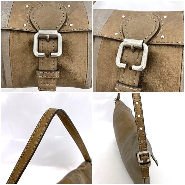 Chloe Chloe Shoulder Bag Purse Leather Metallic Brown Authentic