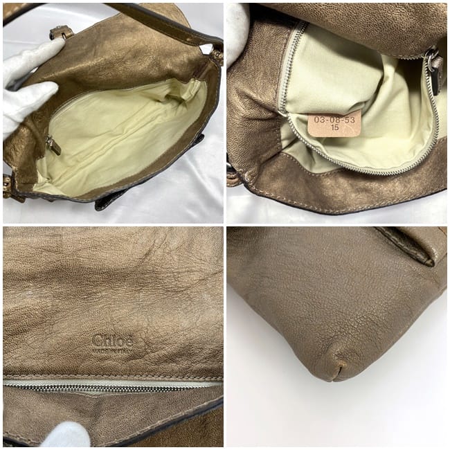 Chloe Chloe Shoulder Bag Purse Leather Metallic Brown Authentic