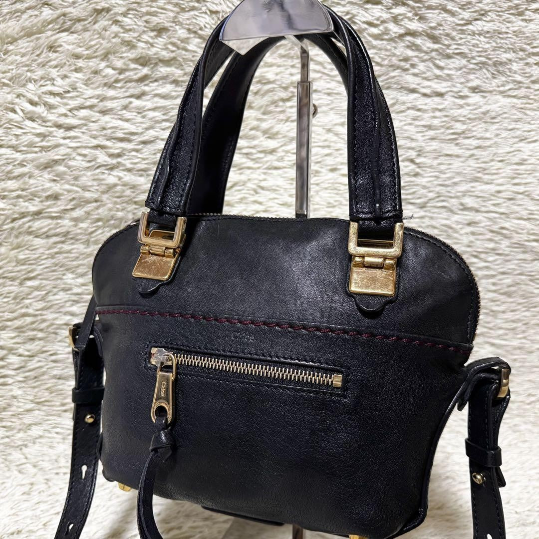 Chloe Hand Shoulder Bag Tote Purse 2way Leather Black Authentic