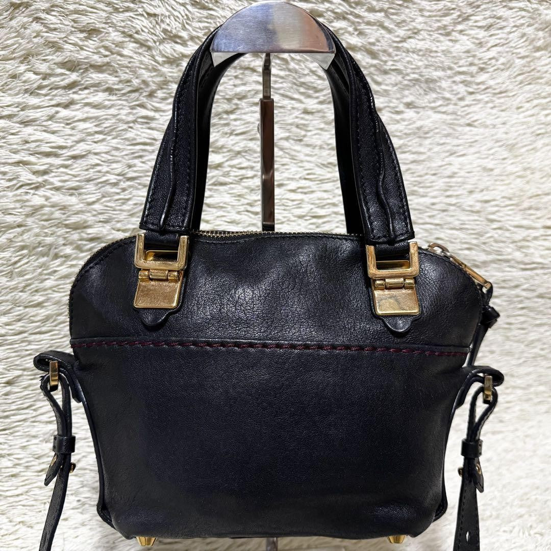 Chloe Hand Shoulder Bag Tote Purse 2way Leather Black Authentic