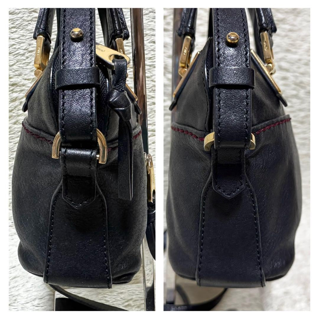 Chloe Hand Shoulder Bag Tote Purse 2way Leather Black Authentic