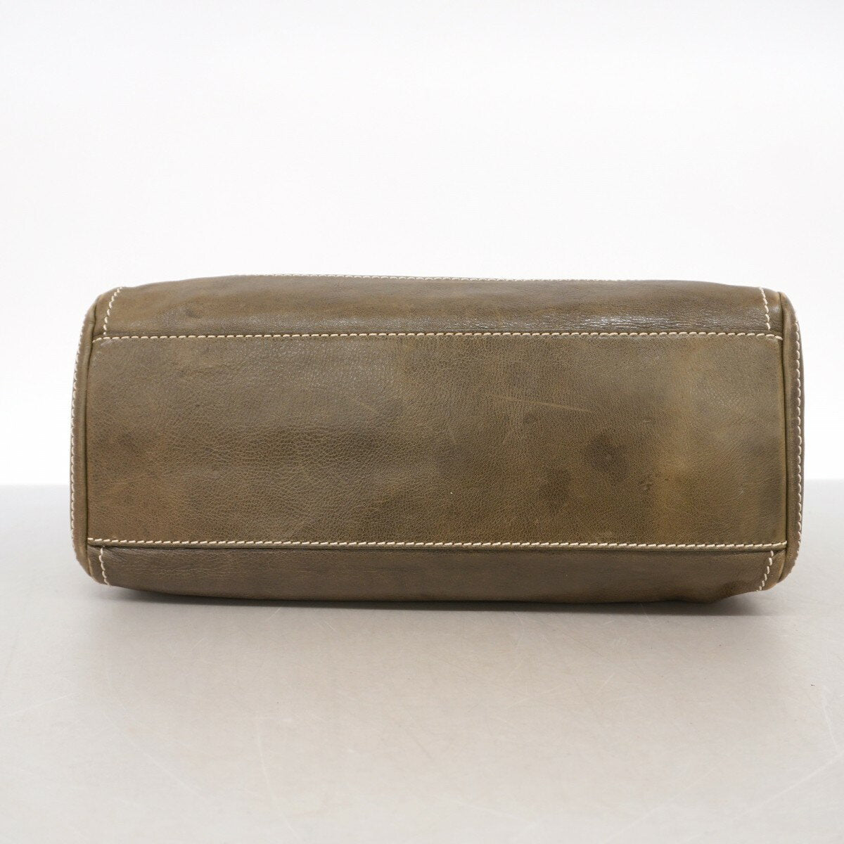 CELINE Hand Bag Tote Purse Leather Khaki Authentic