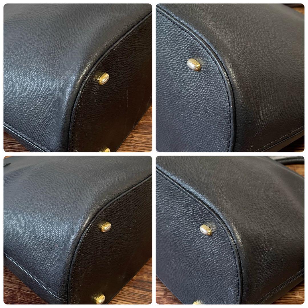 CELINE Hand Shoulder Bag Tote Purse 2way Leather Black Authentic