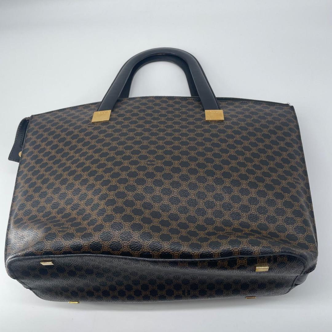 CELINE Hand Bag Tote Purse OLD Macadam PVC Leather Black Authentic