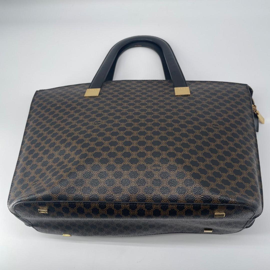 CELINE Hand Bag Tote Purse OLD Macadam PVC Leather Black Authentic