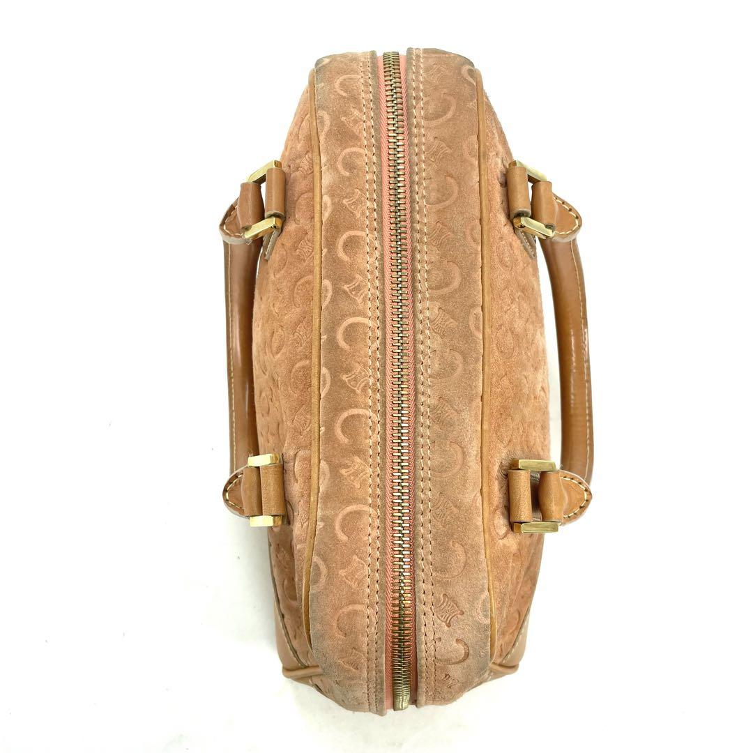 CELINE Hand Bag Tote Purse Mini Boston Bag C Macadam Suede Brown Authentic
