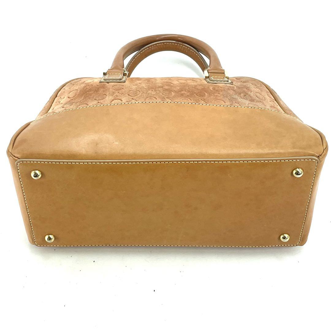 CELINE Hand Bag Tote Purse Mini Boston Bag C Macadam Suede Brown Authentic
