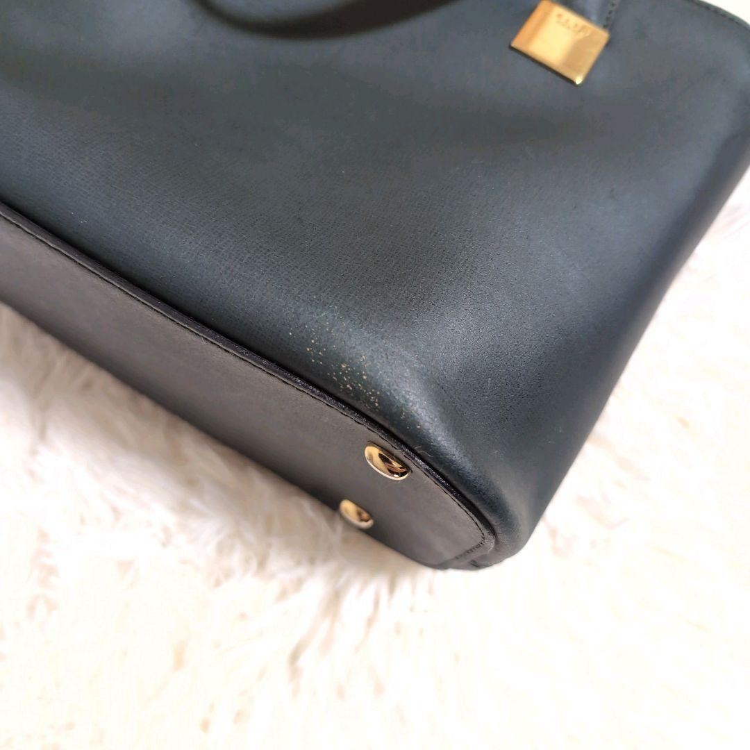 CELINE Hand Bag Tote Purse Leather Dark Green Authentic