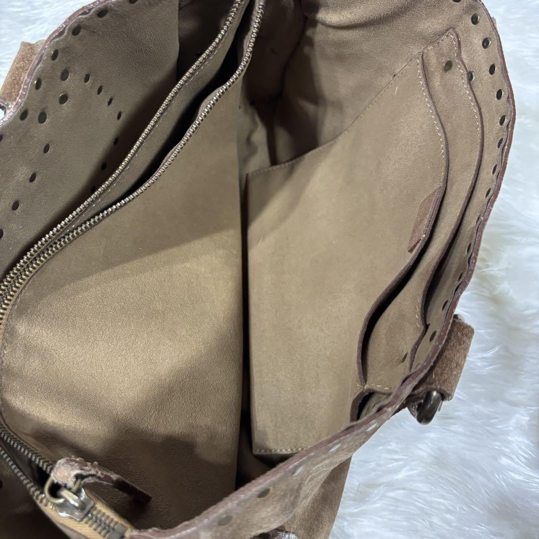 CELINE Hand Bag Tote Purse Boogie Suede Brown Authentic