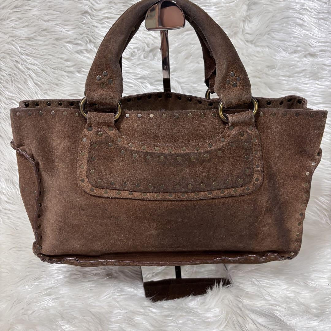 CELINE Hand Bag Tote Purse Boogie Suede Brown Authentic
