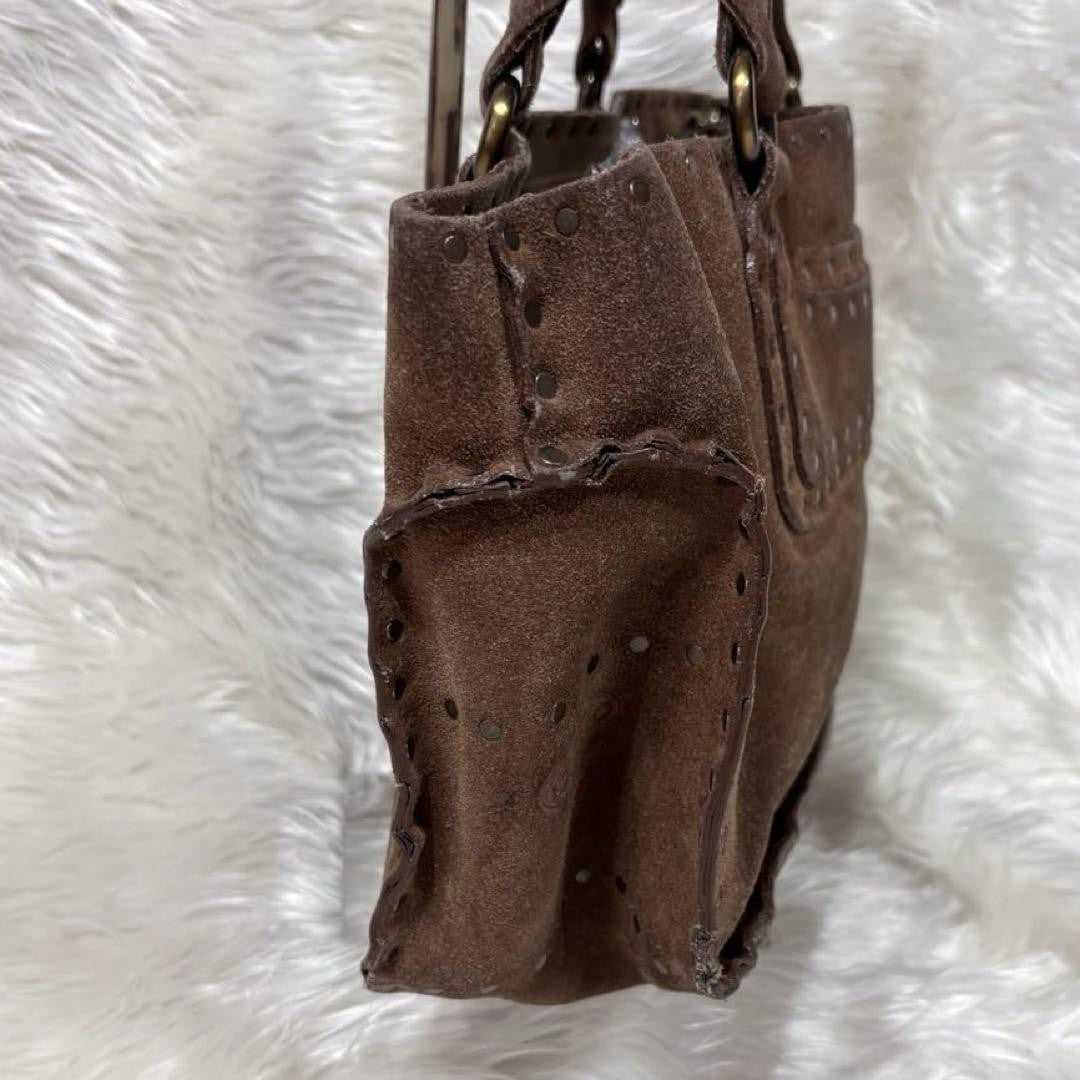 CELINE Hand Bag Tote Purse Boogie Suede Brown Authentic