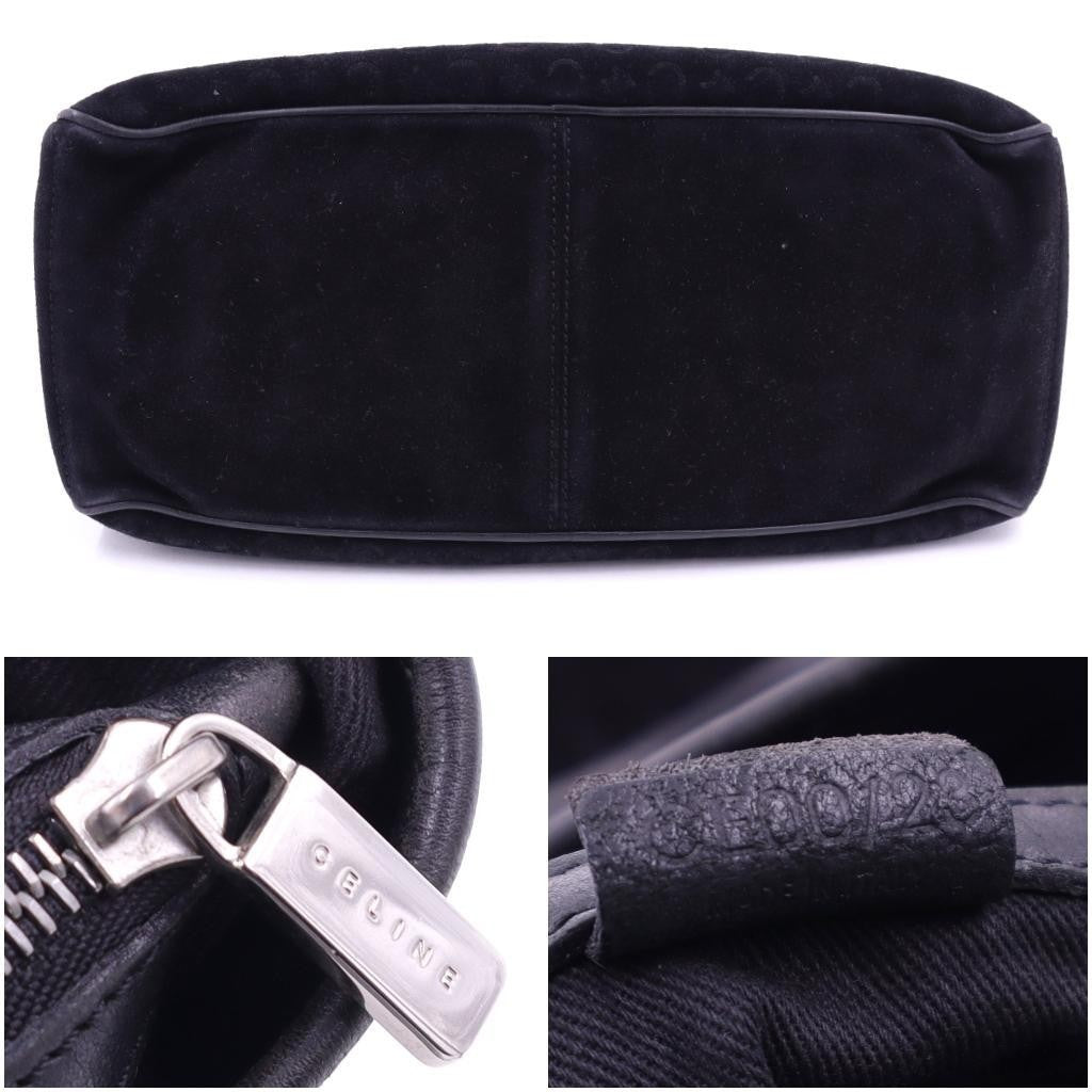 CELINE Hand Bag Tote Purse Boogie C Macadam Suede Leather Black Authentic