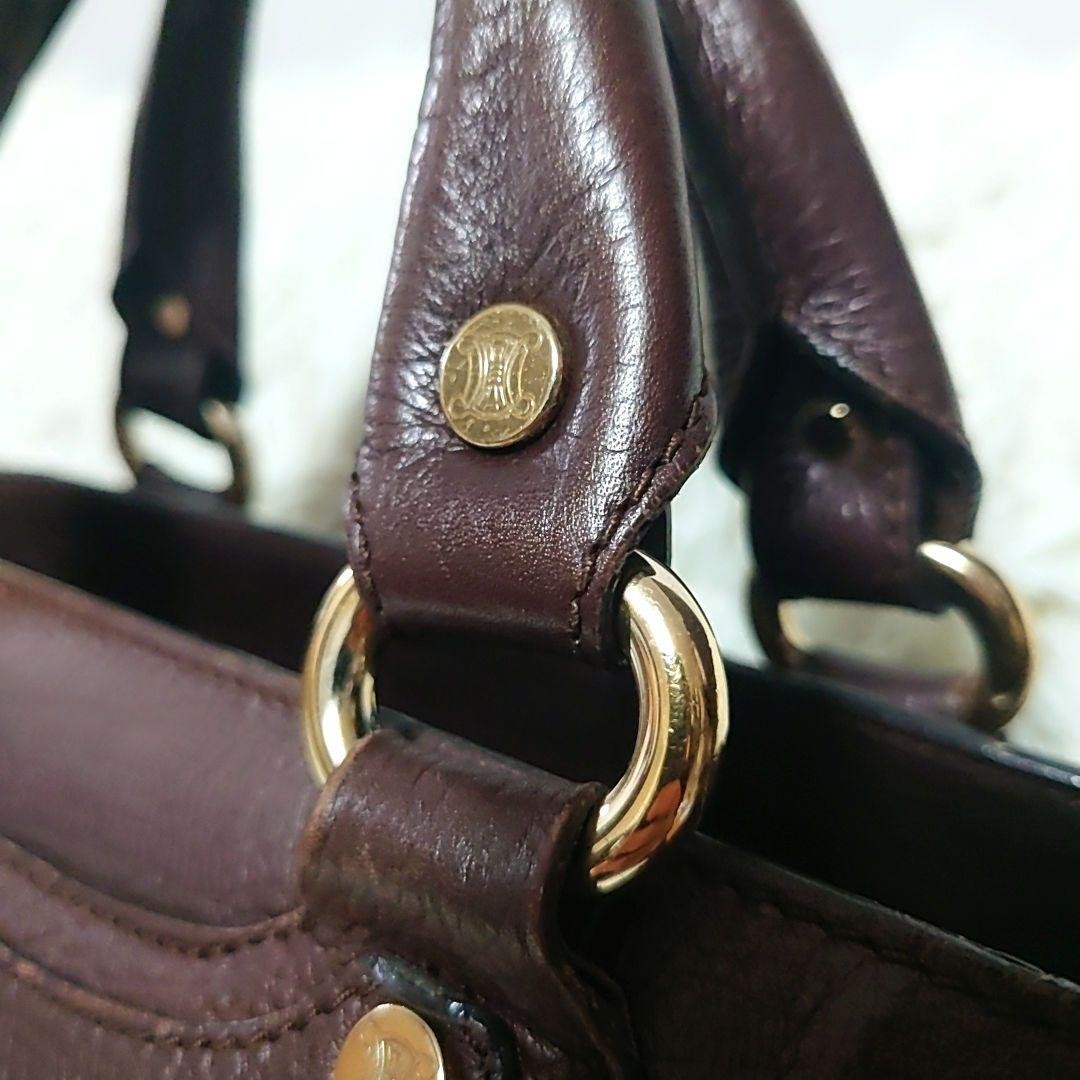 CELINE Hand Bag Tote Purse Boogie Dark Brown Authentic