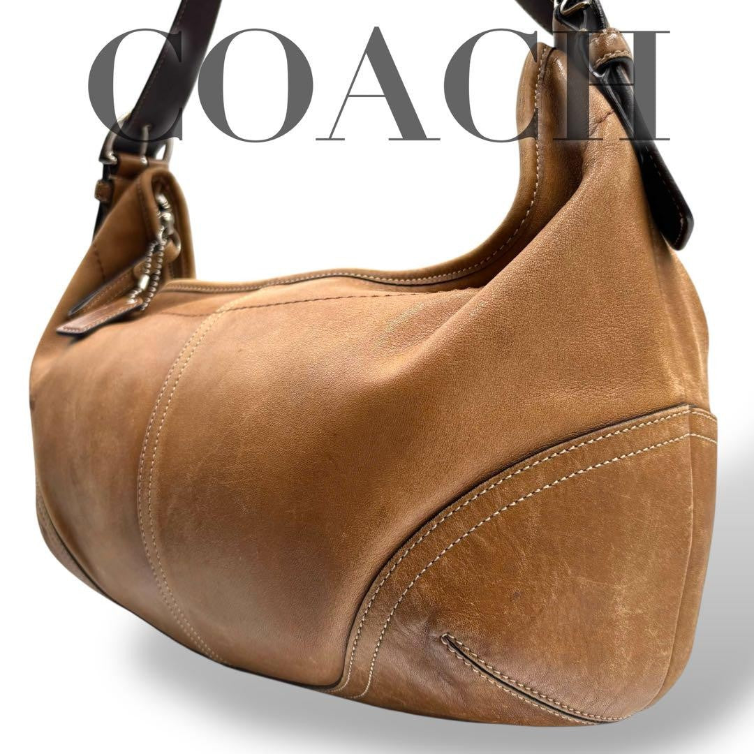 COACH Shoulder Bag Purse 9542 Leather Brown Authentic