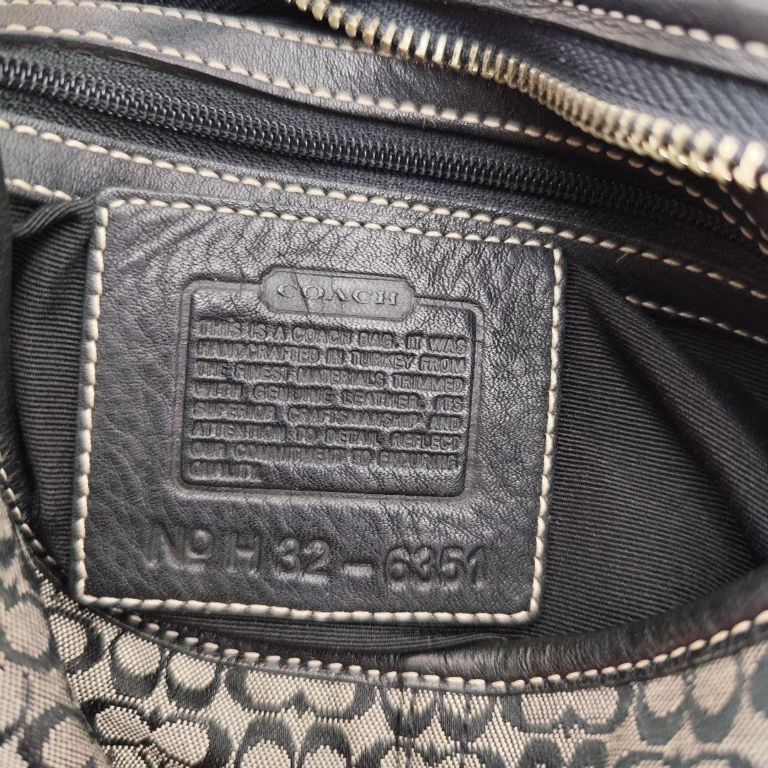 COACH Hand Shoulder Bag Tote Purse 6351 Signature Leather Black Authentic