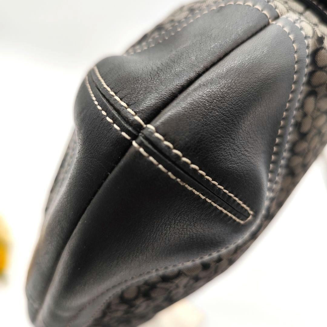 COACH Hand Shoulder Bag Tote Purse 6351 Signature Leather Black Authentic