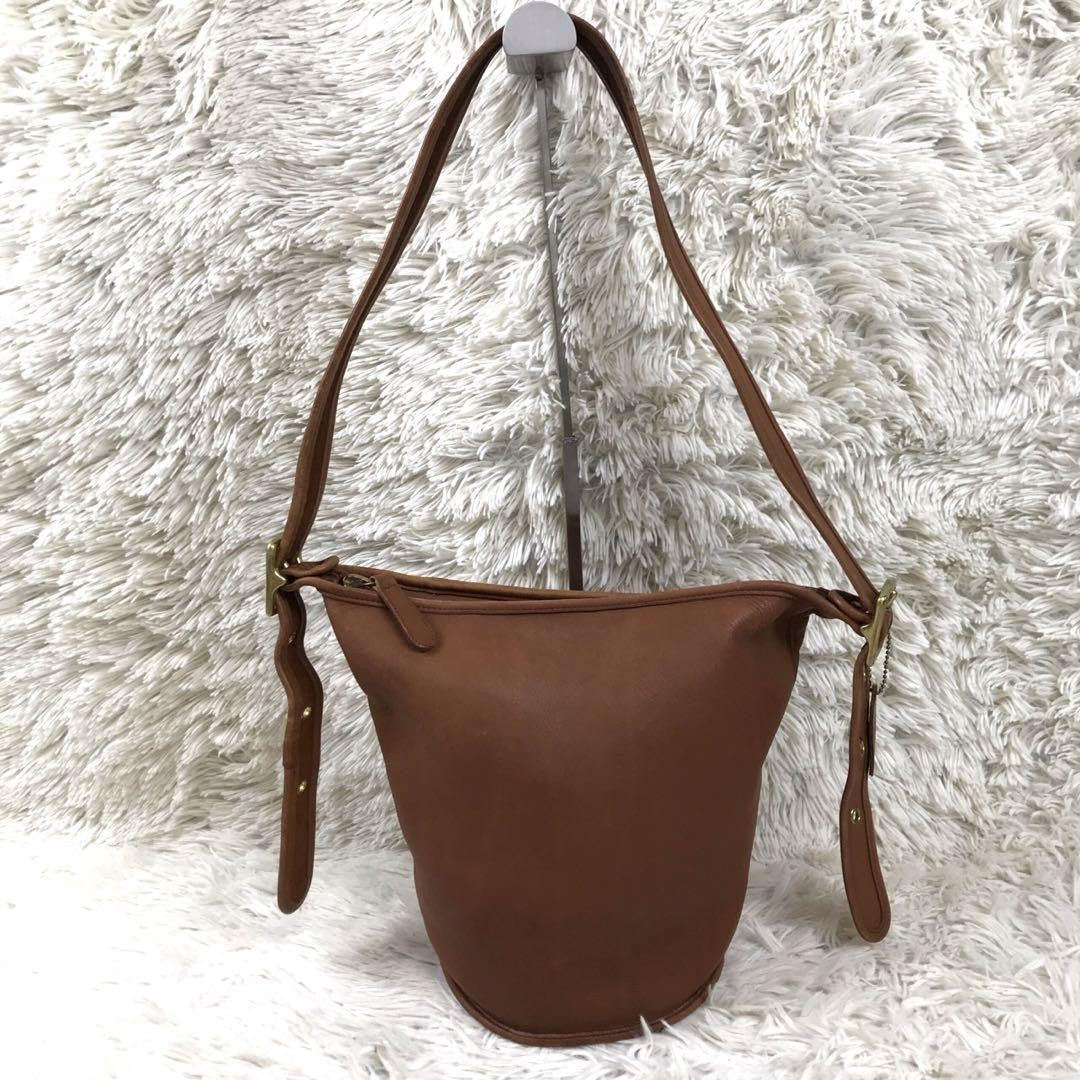 COACH Shoulder Bag Purse OLD 9953 Leather Brown Authentic