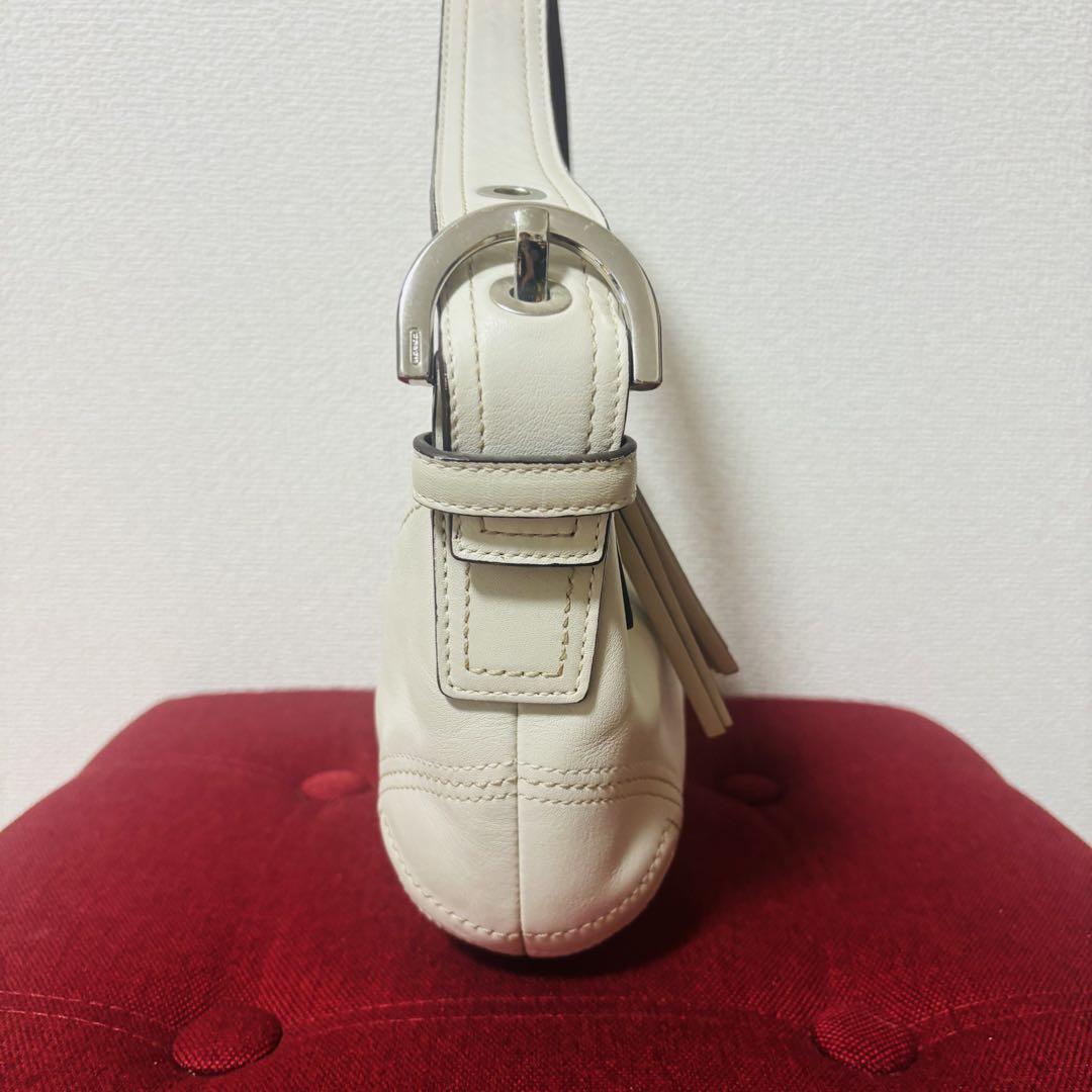 COACH Shoulder Bag Purse Soho Leather White Authentic