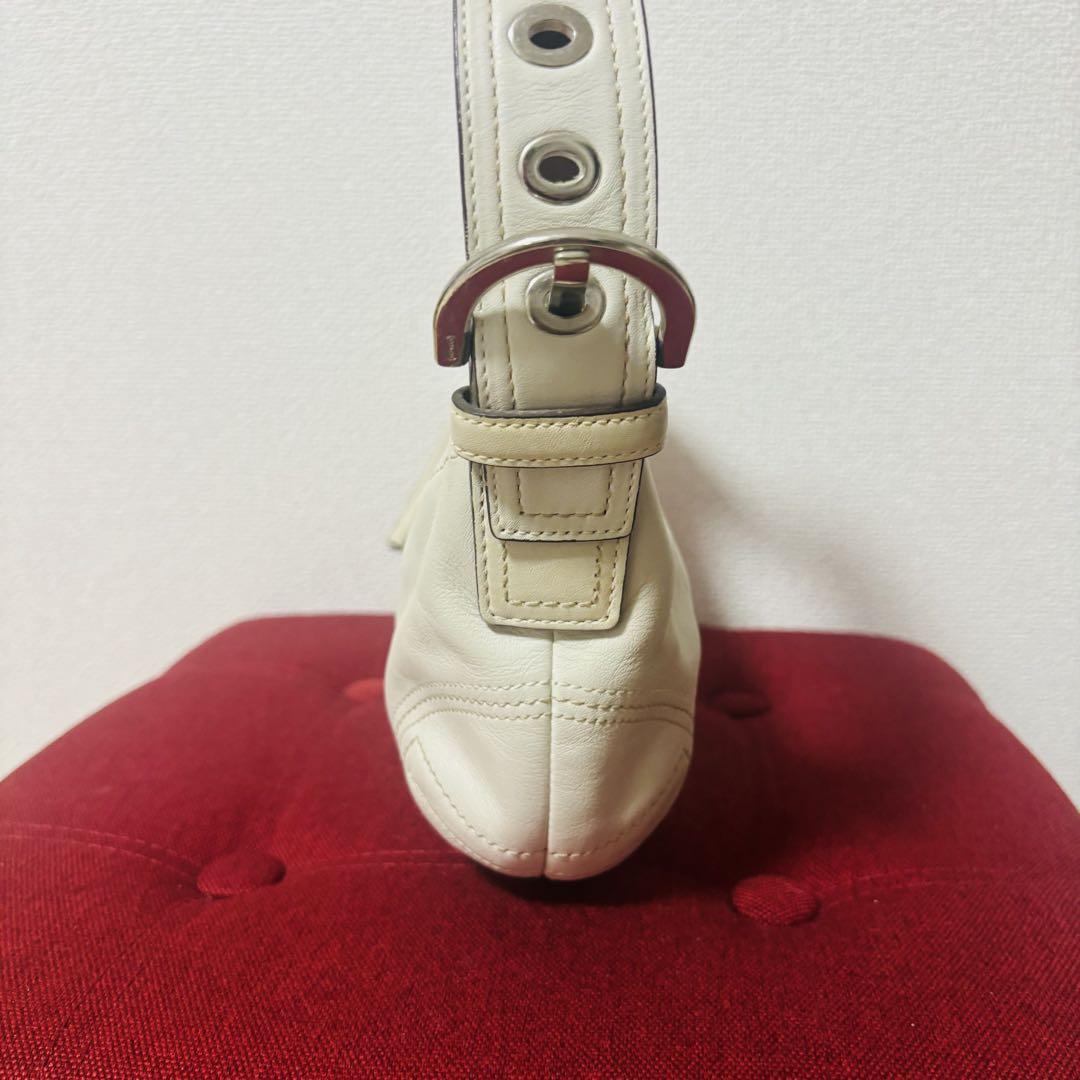 COACH Shoulder Bag Purse Soho Leather White Authentic