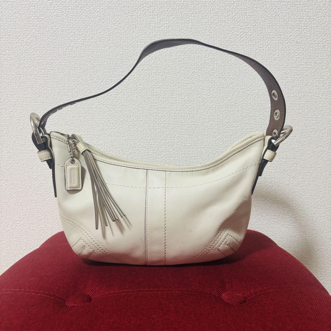 COACH Shoulder Bag Purse Soho Leather White Authentic