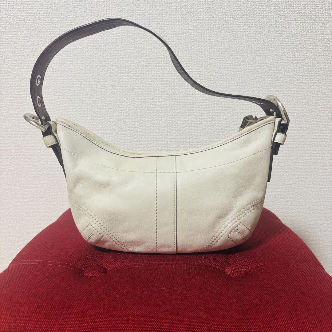 COACH Shoulder Bag Purse Soho Leather White Authentic