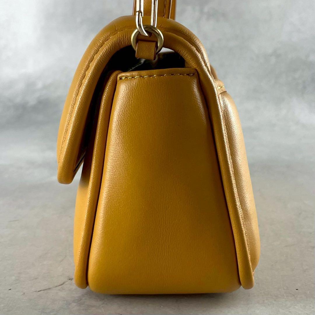 COACH Shoulder Bag Purse 2way Turn Lock Yellow Authentic