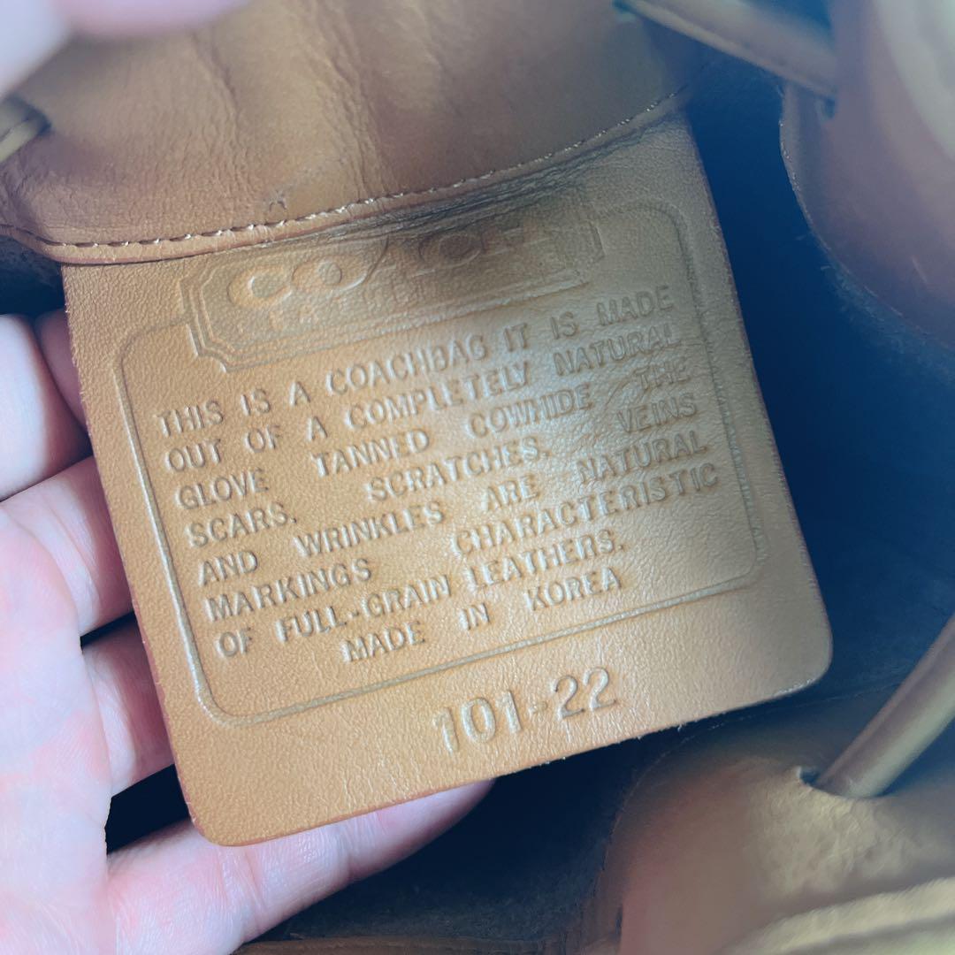 COACH Shoulder Bag Purse OLD Leather Yellow Brown Authentic