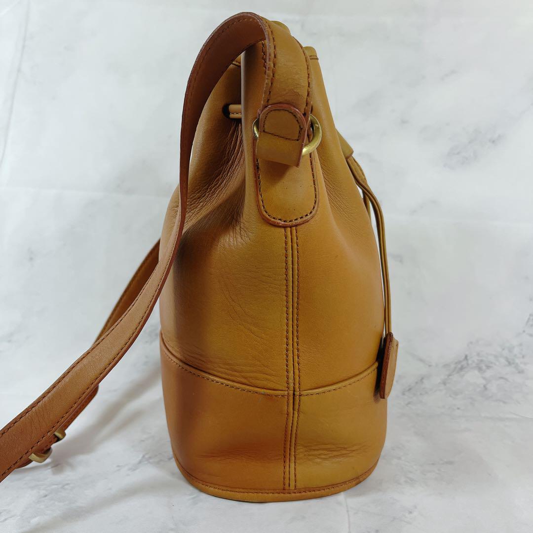 COACH Shoulder Bag Purse OLD Leather Yellow Brown Authentic