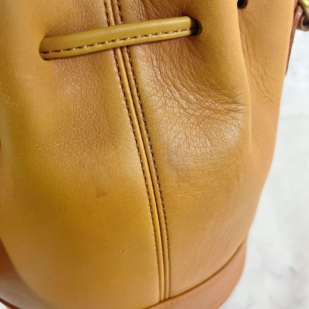 COACH Shoulder Bag Purse OLD Leather Yellow Brown Authentic