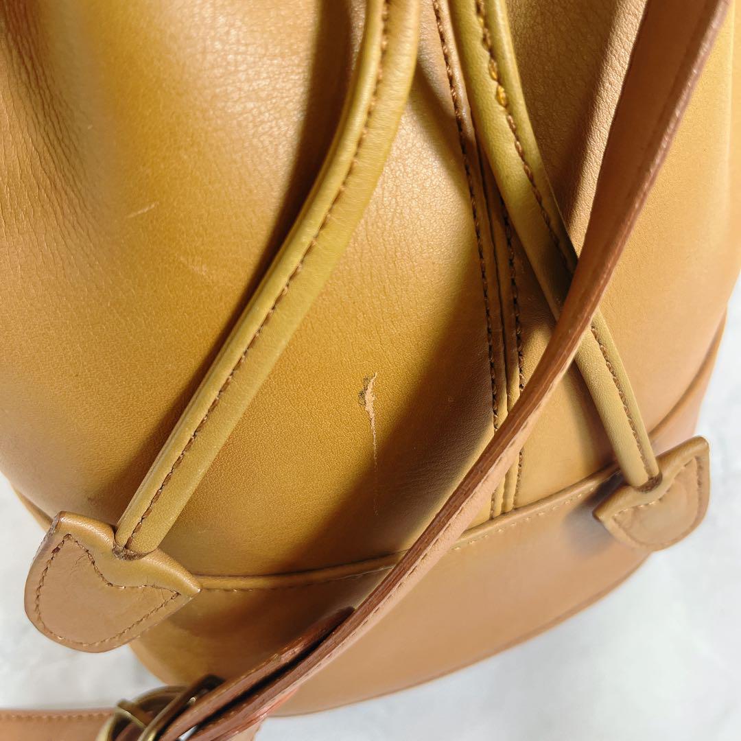 COACH Shoulder Bag Purse OLD Leather Yellow Brown Authentic
