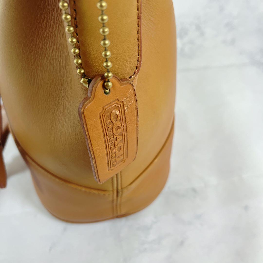 COACH Shoulder Bag Purse OLD Leather Yellow Brown Authentic