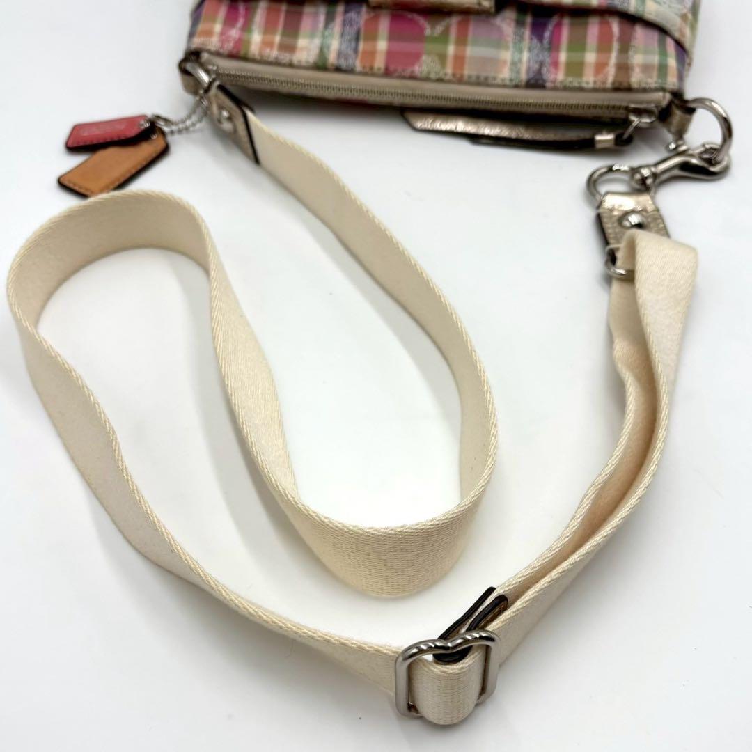 COACH Shoulder Bag Purse Signature Nylon Multicolor Authentic