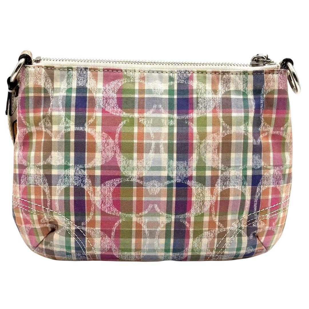 COACH Shoulder Bag Purse Signature Nylon Multicolor Authentic