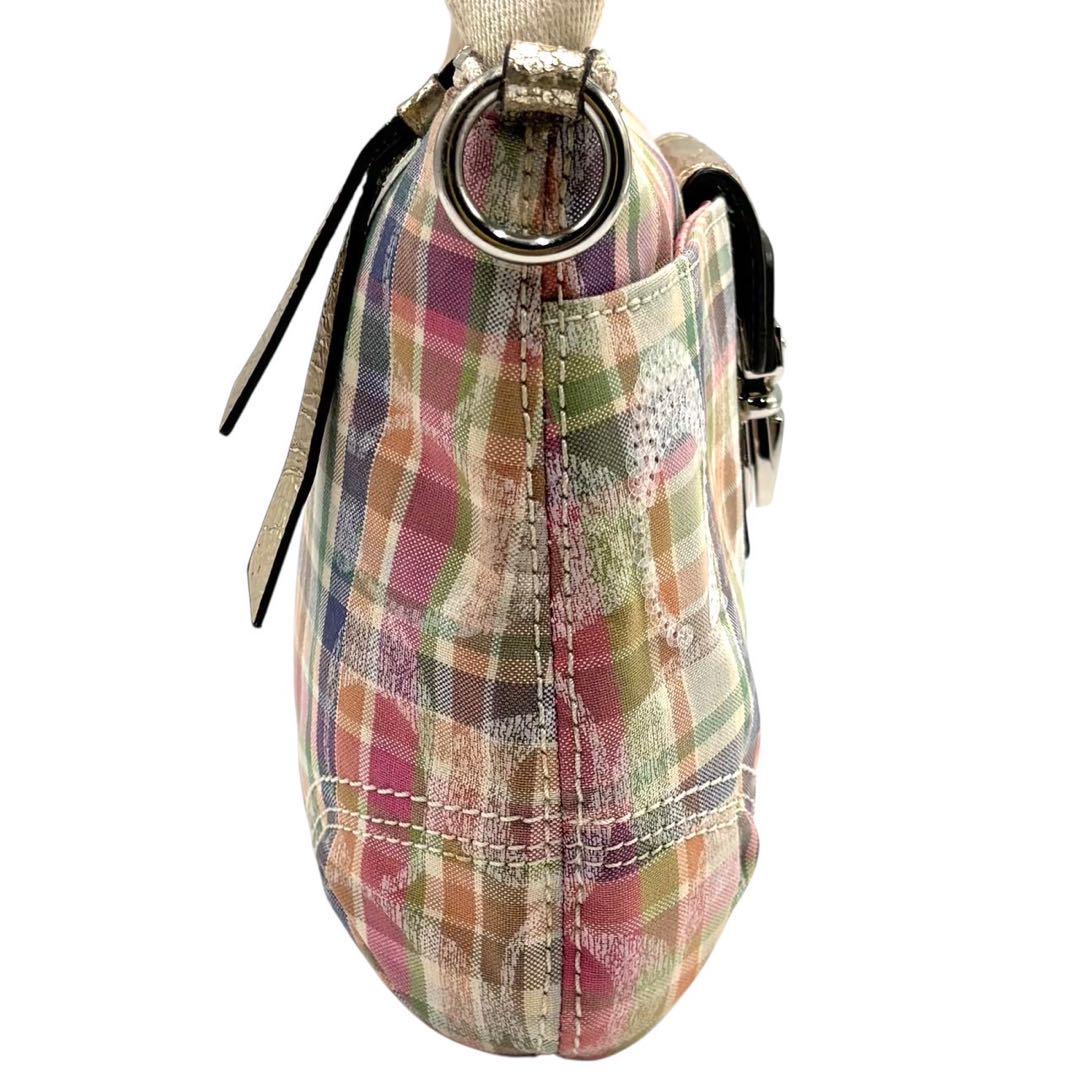 COACH Shoulder Bag Purse Signature Nylon Multicolor Authentic
